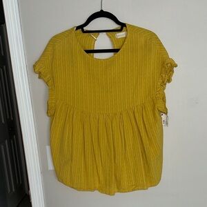 Altar'd State Yellow Ruffle Sleeve Blouse